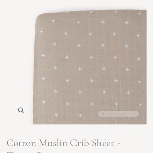 Cotton Muslin Crib Sheet - Taupe Cross